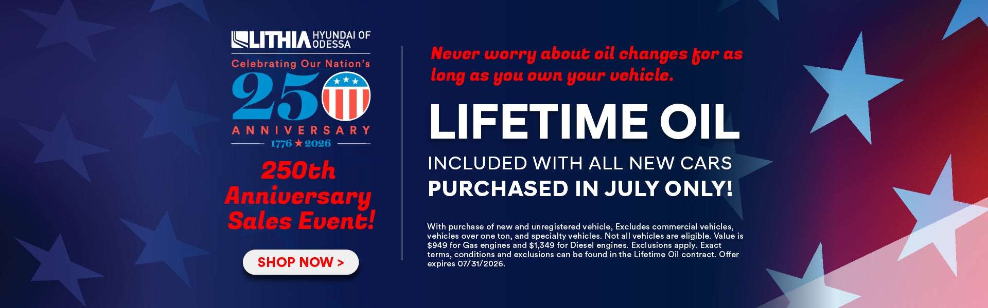 250th anniversary Sale Event